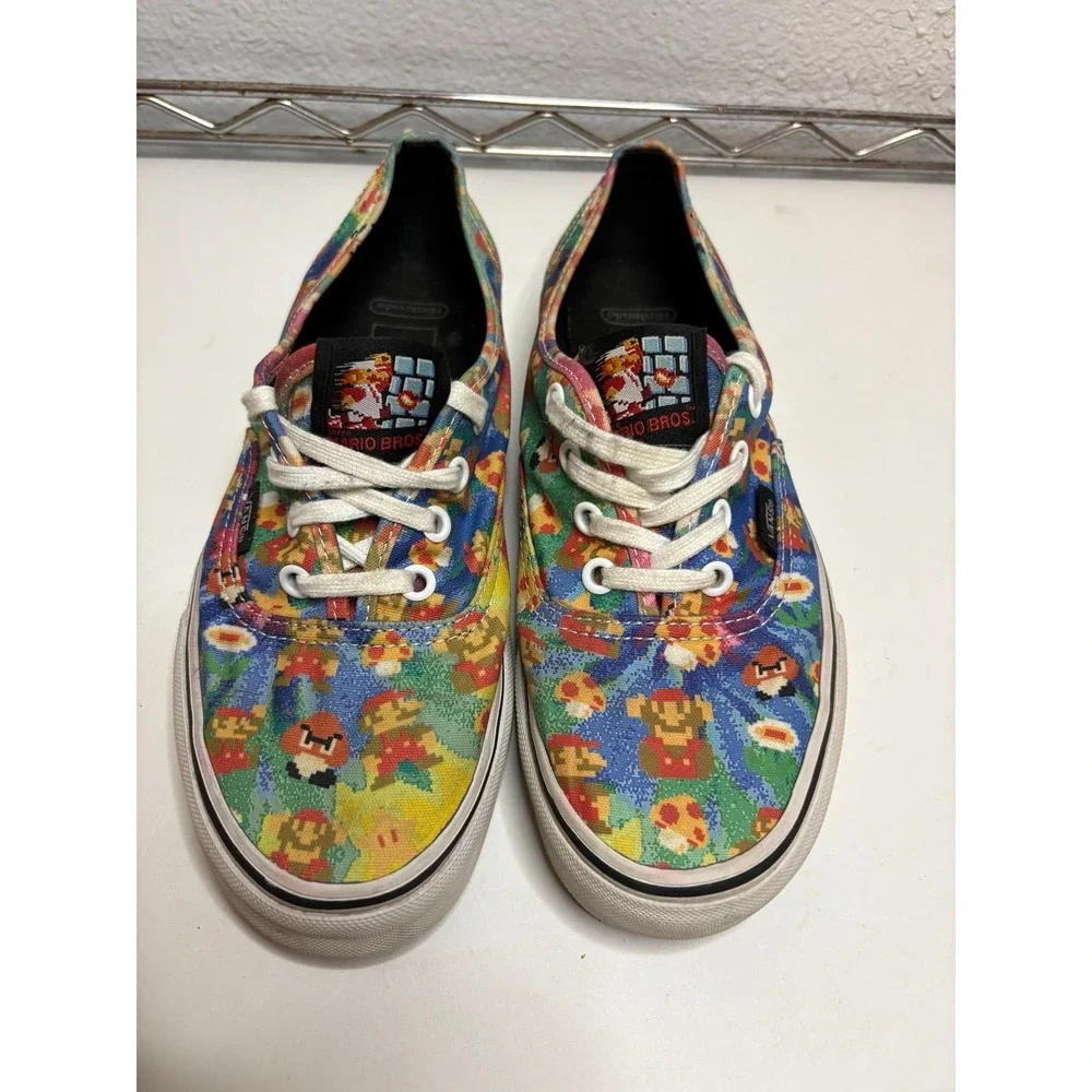 Vans x Nintendo Authentic Super Mario Bros Pixel Sneakers Shoes Men 6 Women 7.5